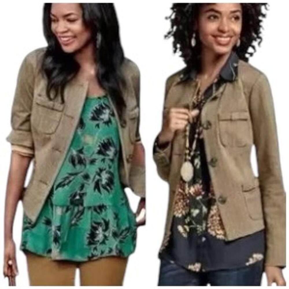 New Cabi Penny Kyoto Blossom Tan Herringbone Business Workwear Blazer Med‎